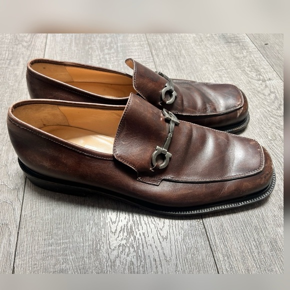 Salvatore Ferragamo Brown Leather Gancini Loafers $895 Size 8.5 - Picture 6 of 6